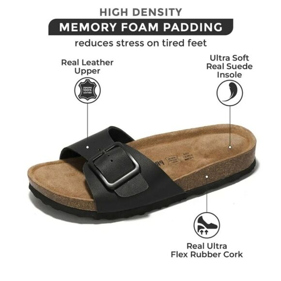 BRAND NEW PROJECT CLOUD 100% GENUINE LEATHER w/ MEMORY FOAM SANDALS - Picture 14 of 16